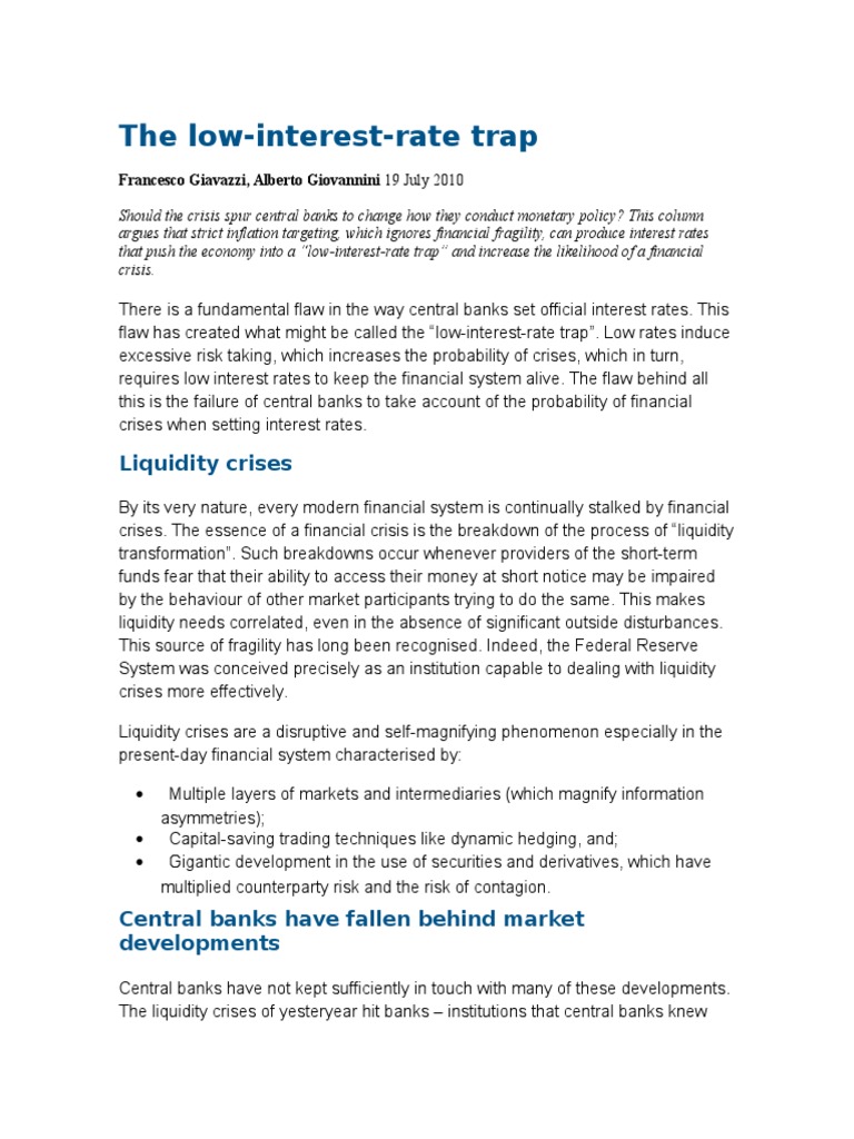 Low-Interest-Rate Trap Explained | PDF | Central Banks | Market Liquidity