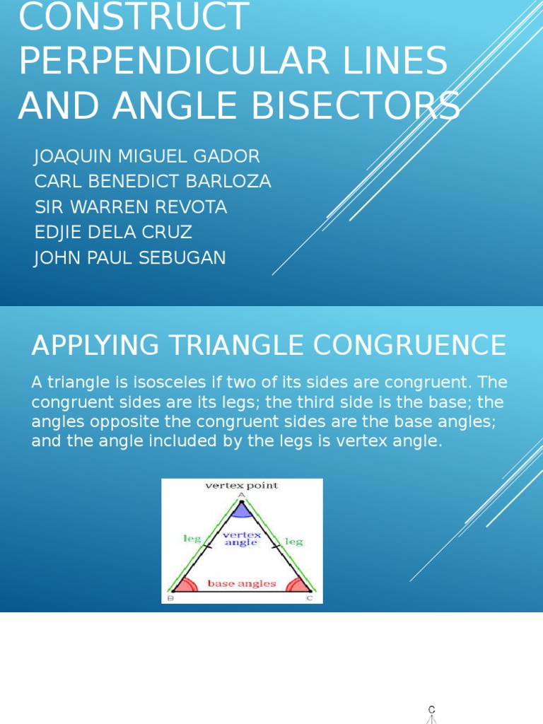 Applying triangle congruence to construct perpendicular lines and pdf