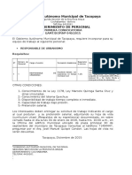 Gobierno Autónomo Municipal de Tacopaya: Primera Convocatoria GAMT/DOP/Nº 040/2015