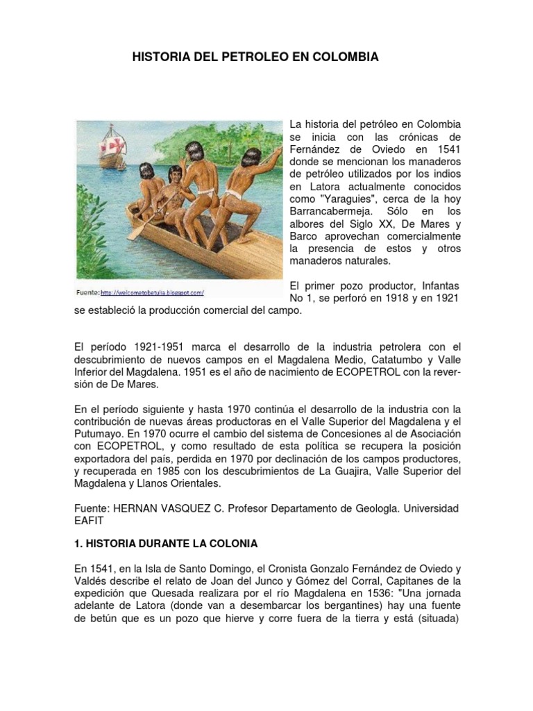 Historia Del Petróleo en Colombia PDF | PDF | Refinería de petróleo ...