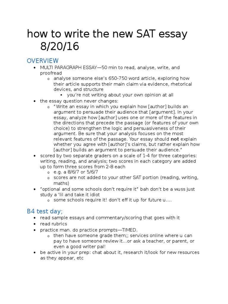 How To Write The New SAT Essay | PDF | Rhetoric | Sat