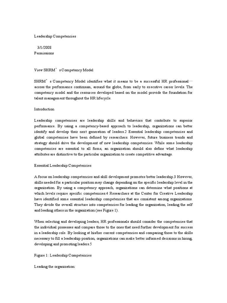 Leadership Competencies. | PDF | Competence (Human Resources) | Leadership