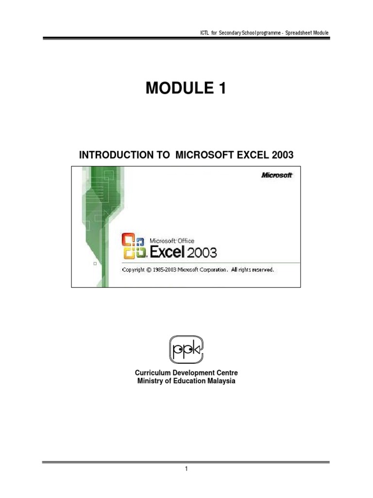 Microsoft Excel - Module 1 - Intro | PDF | Microsoft Excel | Spreadsheet