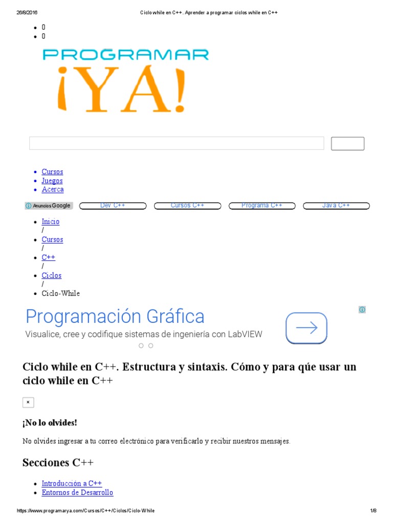 Ciclo While en C++ | PDF | C ++ | Estructura de datos de matriz