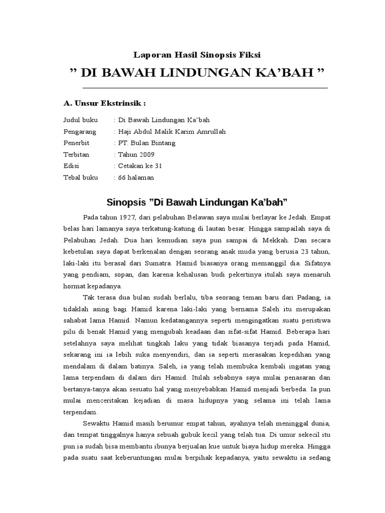 Penjelasan nilai-nilai moral dalam novel Di Bawah Lindungan Ka'bah