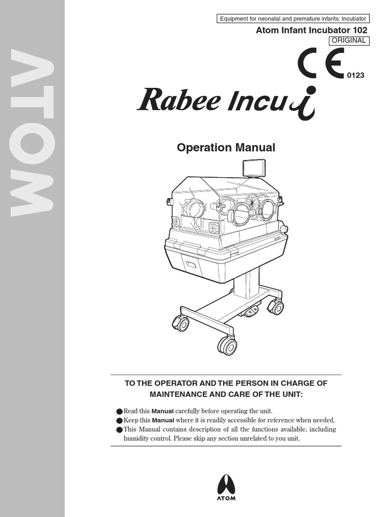 Infant Incubator ATOM Rabee Incui Operation Manual Relative Humidity