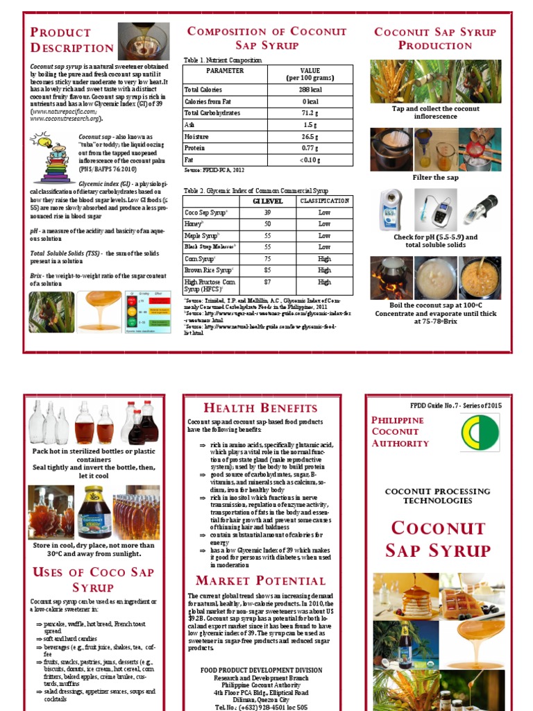 Coconut Sap Syrup Final PDF Maple Syrup Glycemic Index