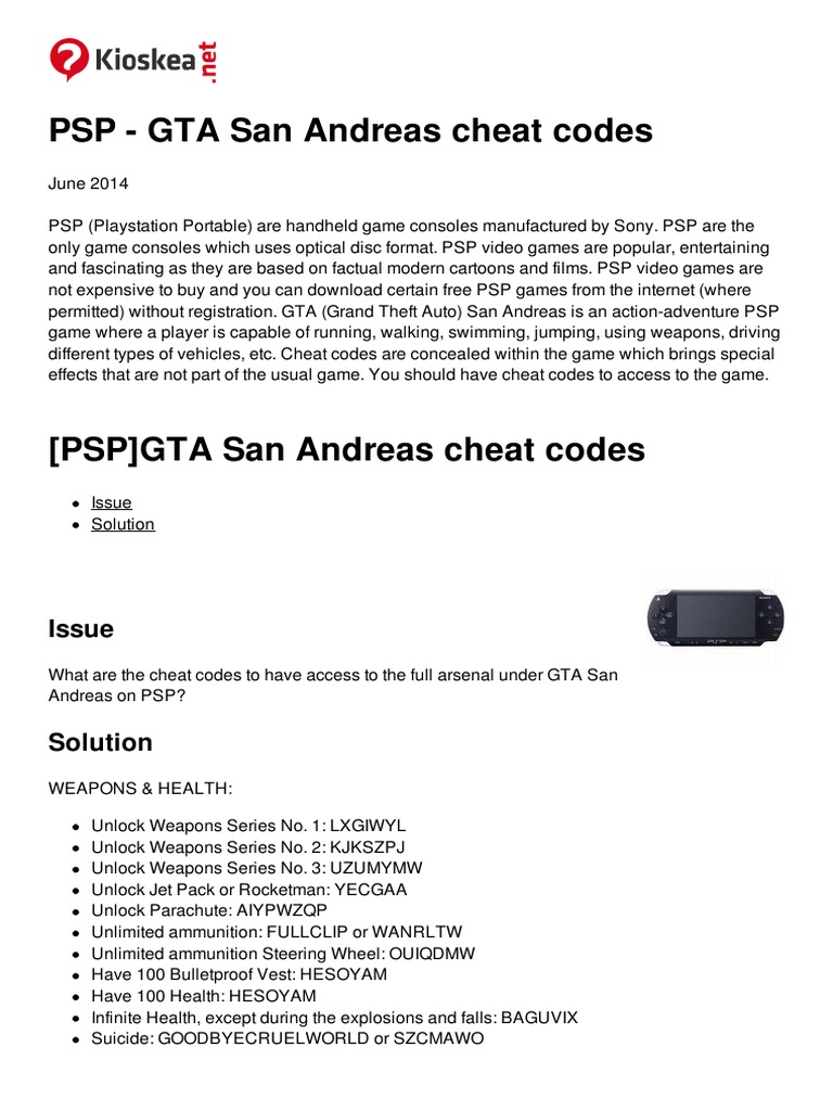 PSP Gta San Andreas Cheat Codes 13347 m0n1st