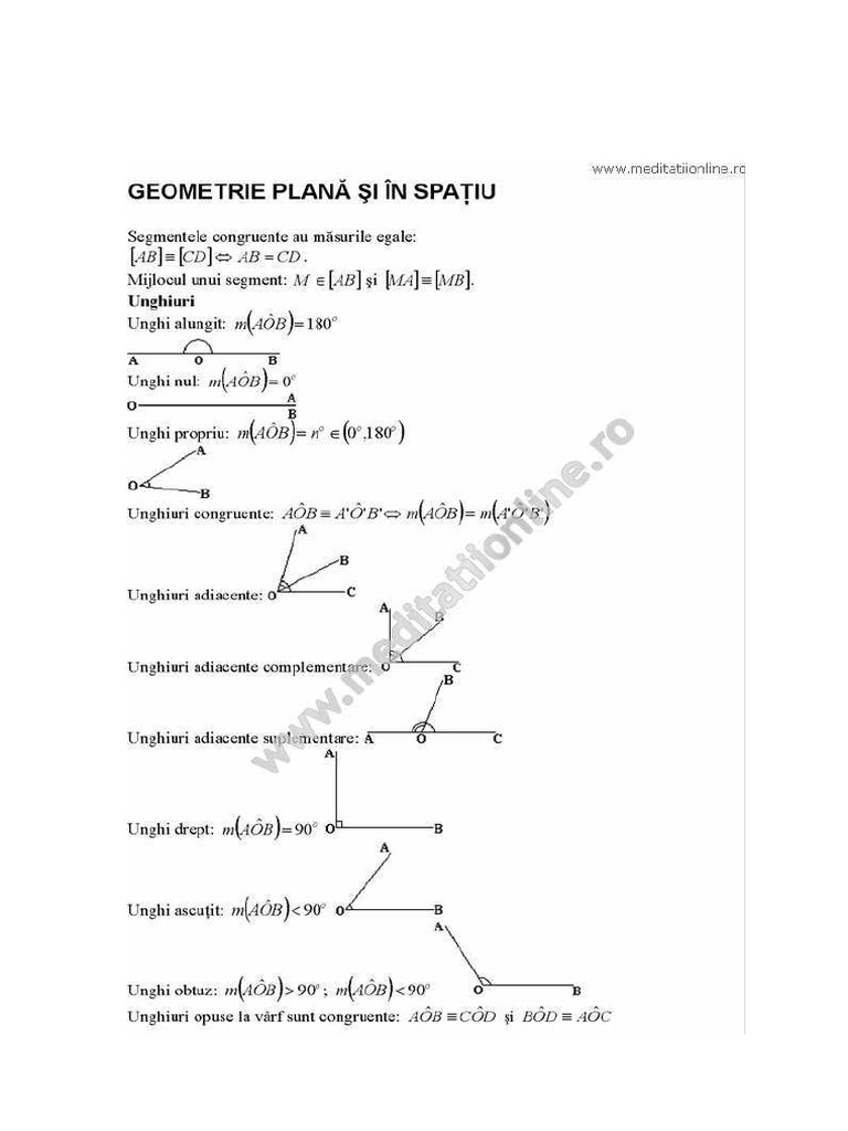 formule matematica clasa 7 geometrie