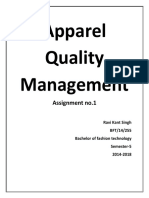Apparel Quality Management: Assignment No.1