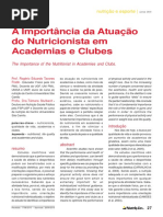 A Importância Da Atuação Do Nutricionista Em Academias e Clubes