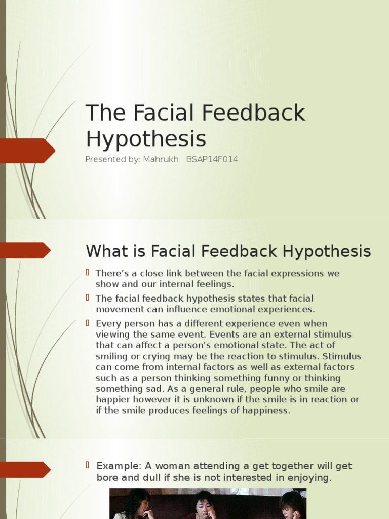 which is an example of facial feedback hypothesis quizlet