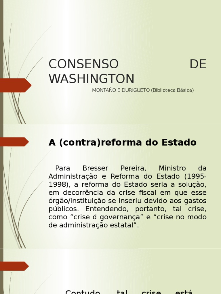 Consenso de Washington | PDF | Neoliberalismo | Estado