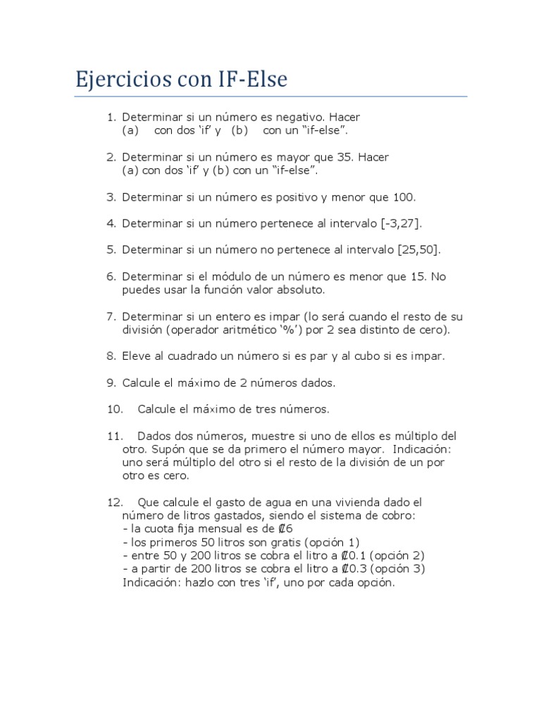 Ejercicios Con If Else | PDF