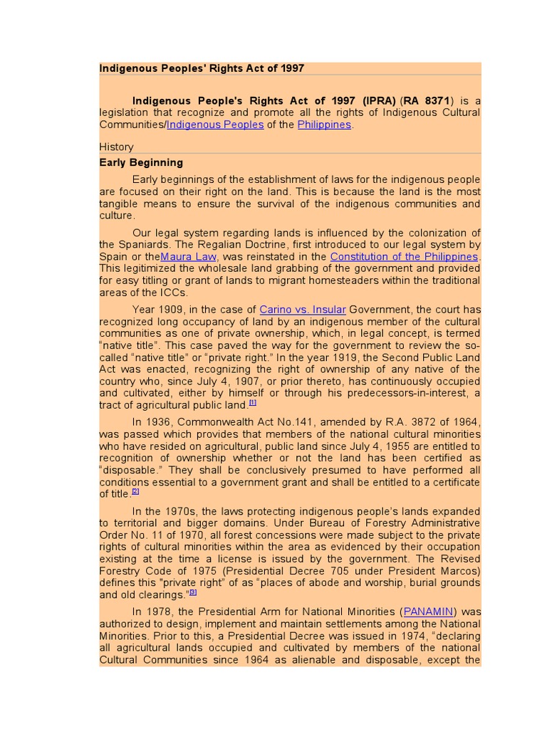 IPRA: Rights of Indigenous Peoples | PDF | Human Rights