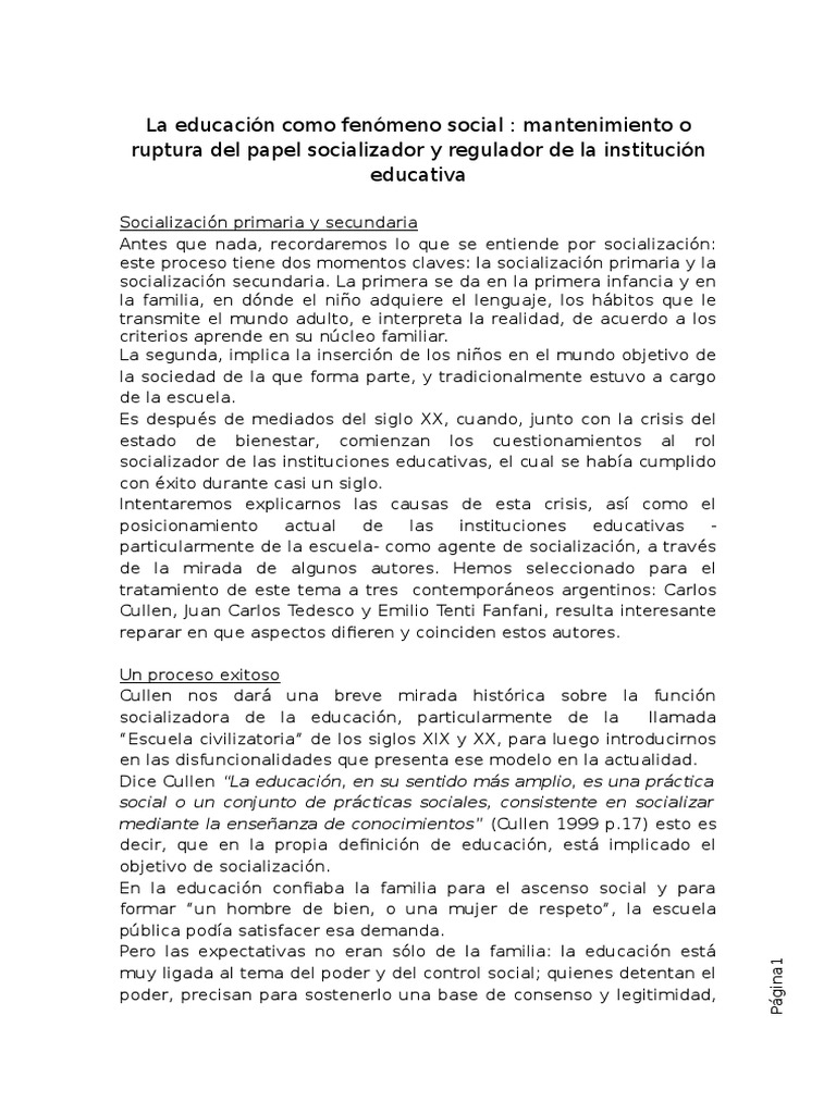 Crisis y rol de la educación en la socialización | PDF | Capitalismo ...