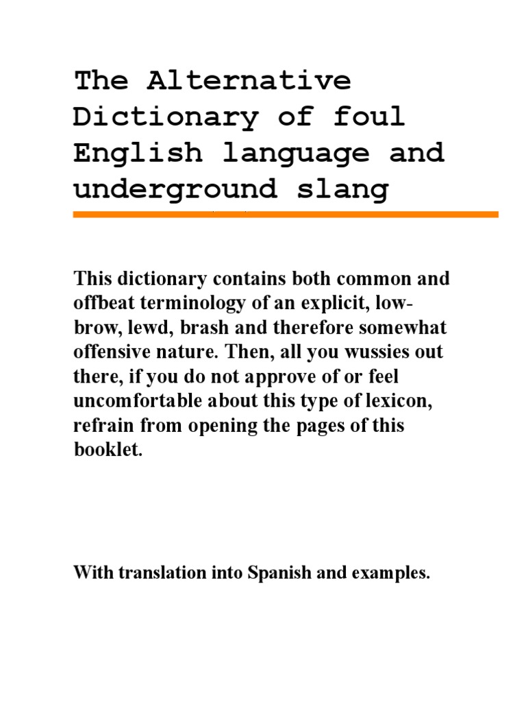 Foul Language Dictionar | PDF | Fuck | Verb