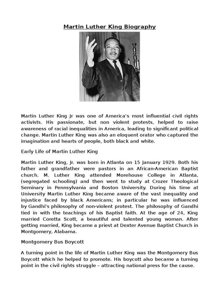 Martin Luther King Biography Martin Luther King Jr. African