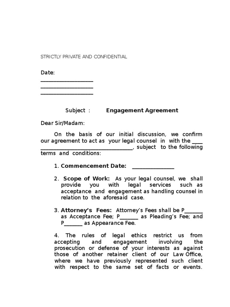 Engagement Agreement Template | PDF | Law
