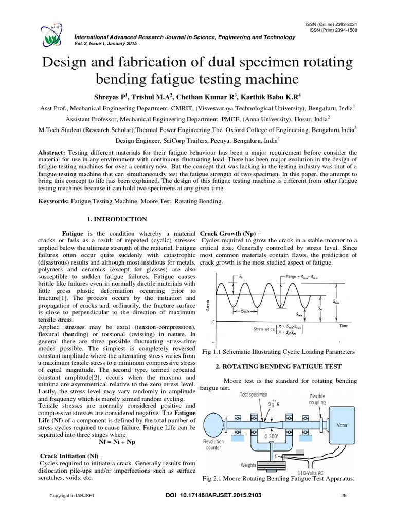 Design and Fabrication of Dual Specimen Rotating | PDF | Fracture | Bending