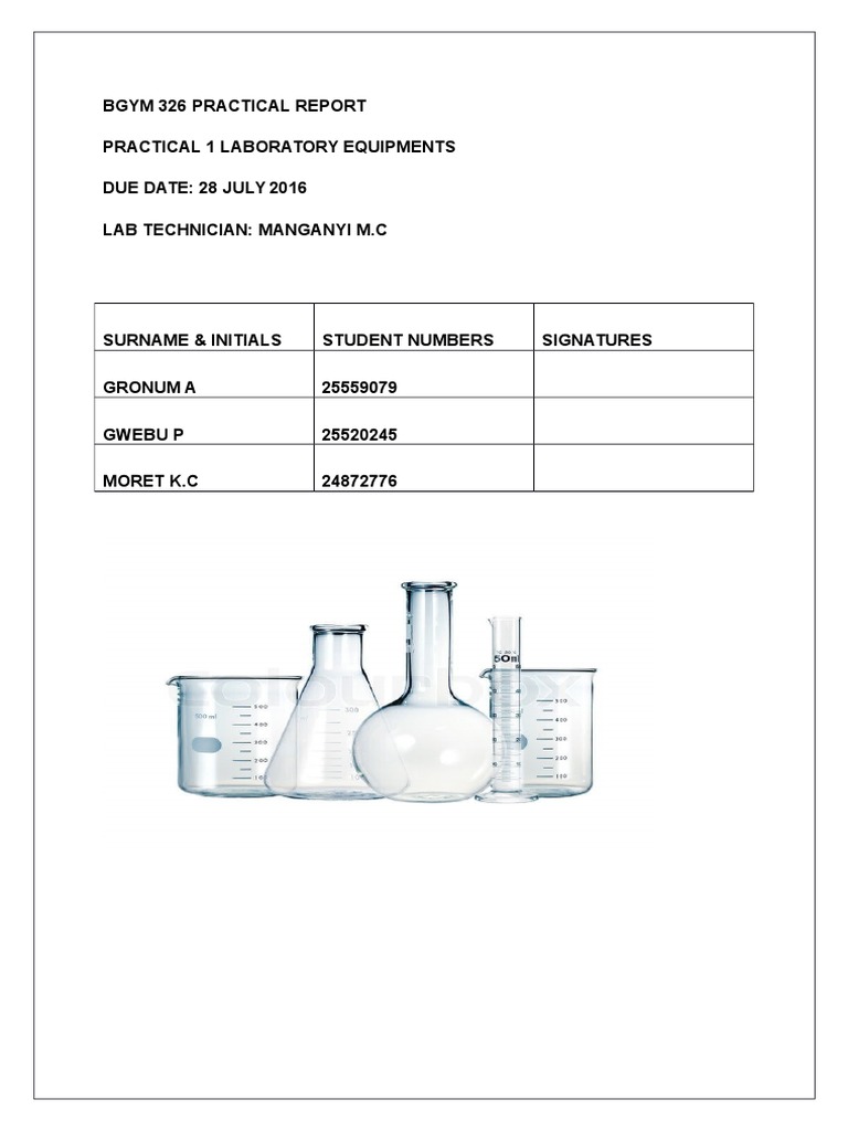 Bgym 326 Practical Report Practical 1 Laboratory Equipments Due Date ...