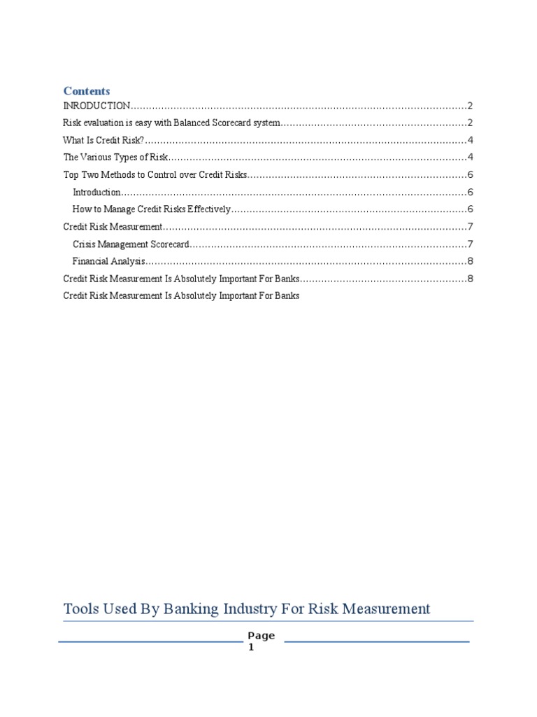 Effective Credit Risk Measurement Tools | PDF | Credit | Finance ...