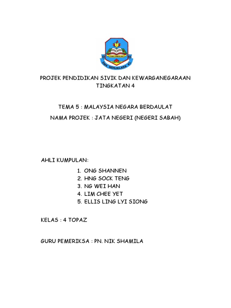 Projek Pendidikan Sivik Dan Kewarganegaraan Tingkatan 4 Pdf