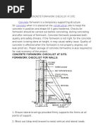 Concrete Formwork Checklist at Site