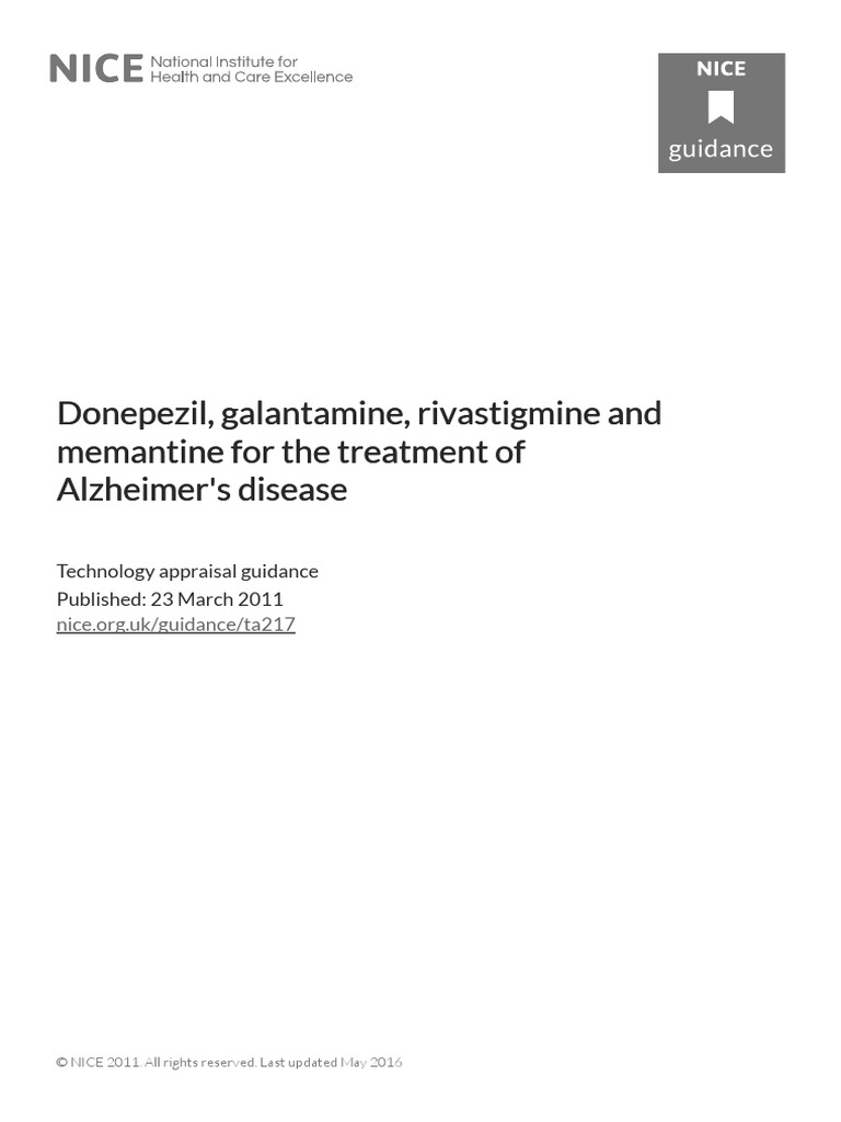 Donepezil Galantamine Rivastigmine and Memantine for the ...