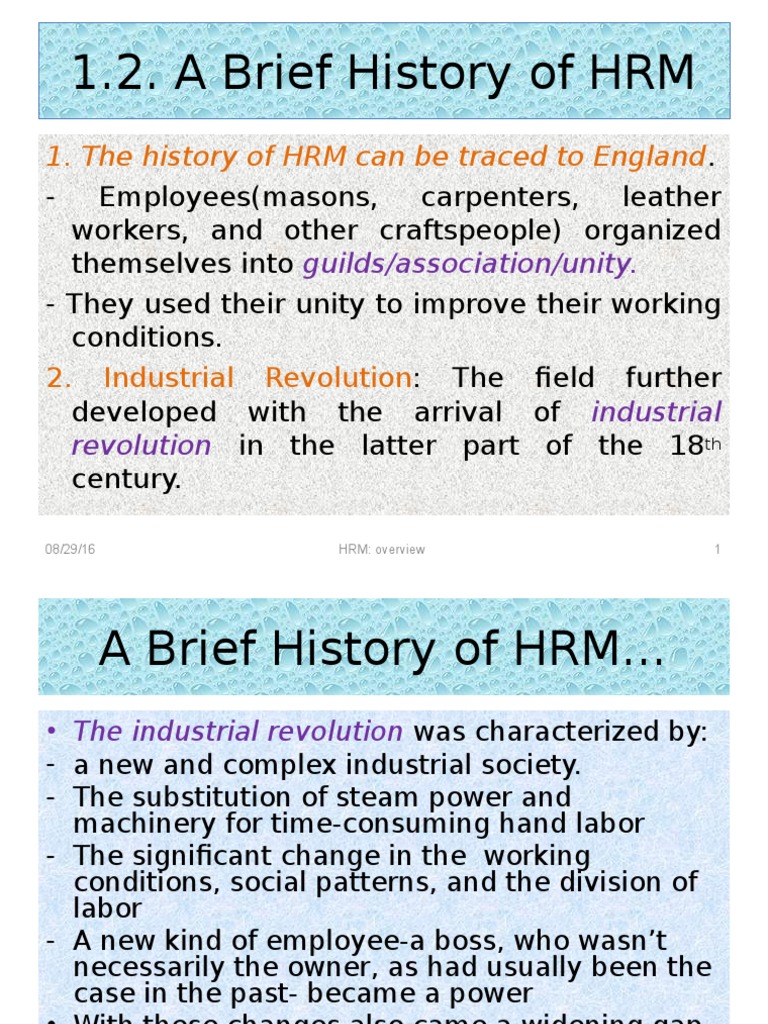 A Brief History of HRM | PDF | Human Resource Management | Human Resources