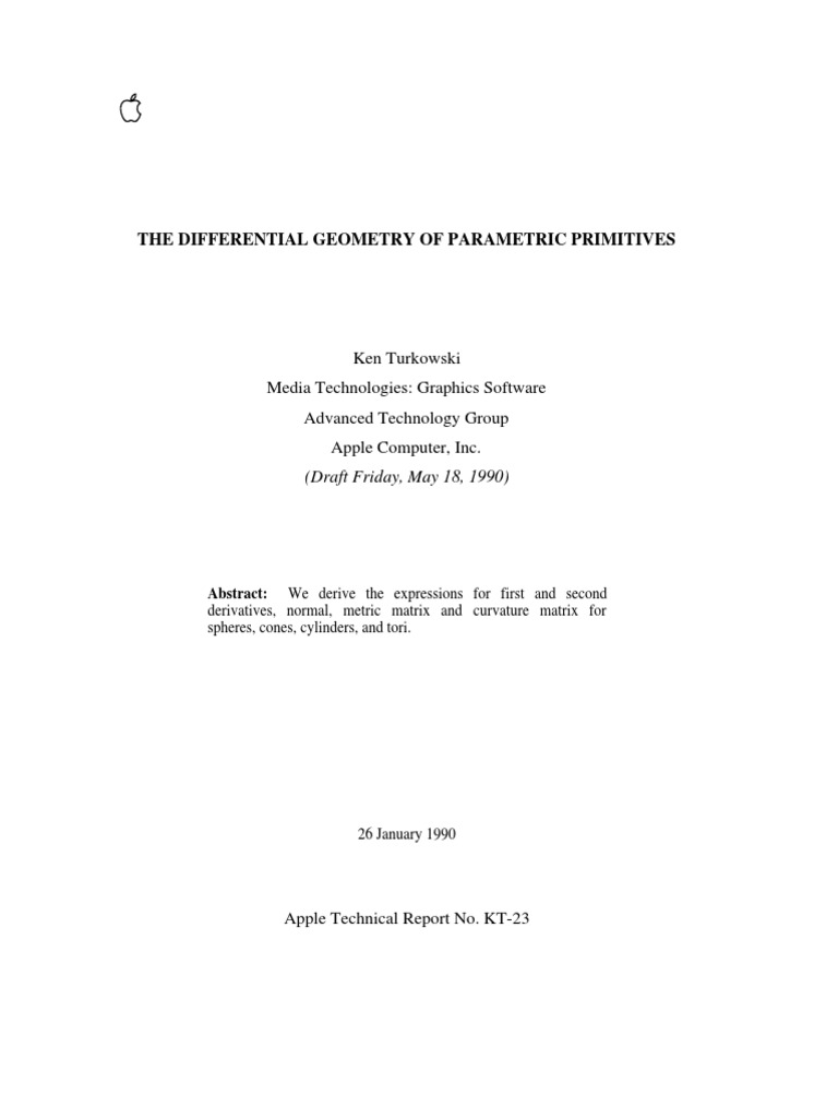 The Differential Geometry of Parametric Primitives PDF | PDF ...