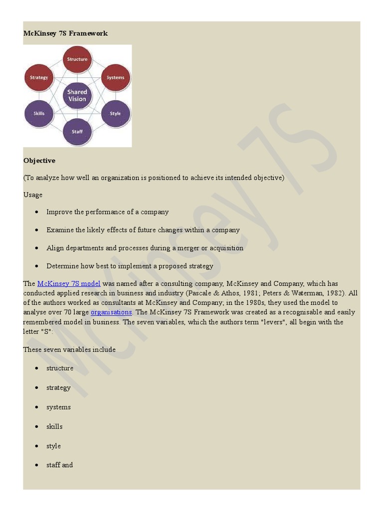 McKinsey 7S Framework Overview | PDF | Strategic Management | Digital ...
