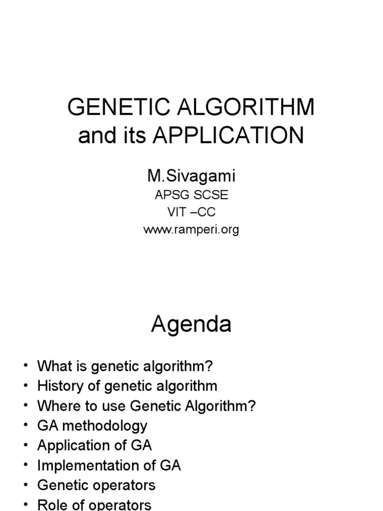 Genetic Algorithm and Its Application: M.Sivagami | PDF | Genetic ...