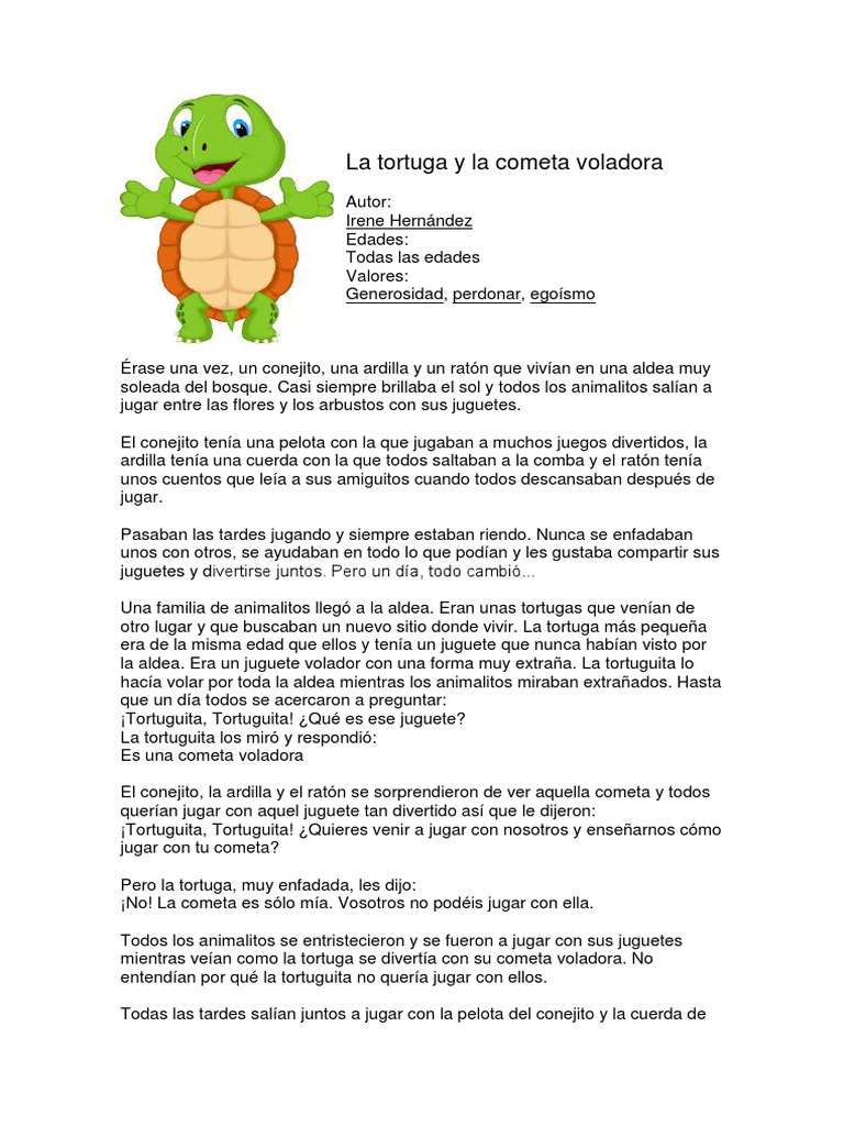 La Tortuga y La Cometa Voladora | PDF | Juguetes | Ocio, image size:768x1024