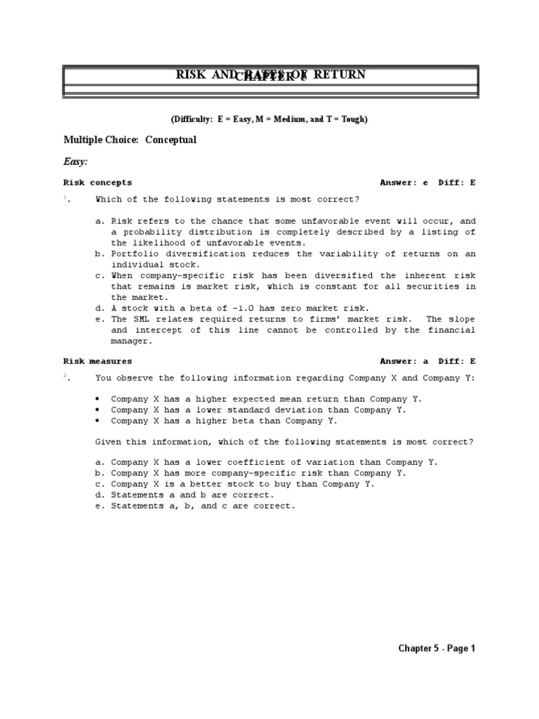 Risk and Return Analysis in Stocks | PDF | Beta (Finance) | Capital ...