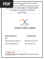 Report On Apparel Internship at Orient Craft Limited (9K Unit)