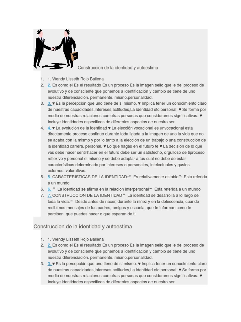 Construcción de Identidad y Autoestima | PDF | Percepción | Autoestima