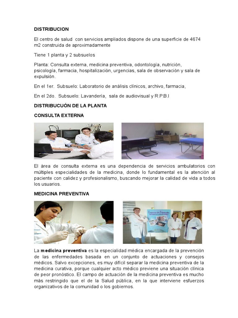 Distribución del Centro de Salud Bigastro | PDF | Enfermería | Hospital