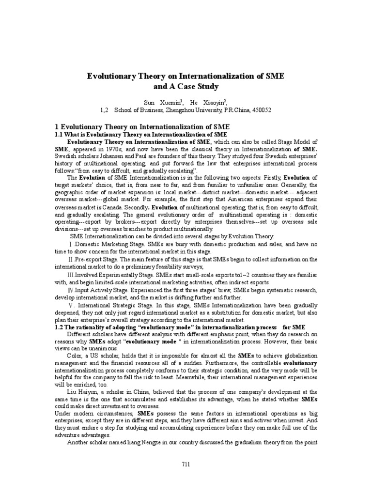 Evolutionary Theory On Internationalization of SME and A Case Study ...
