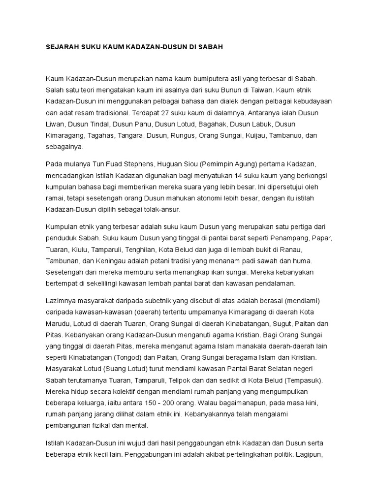 Sejarah Suku Kaum Kadazan  PDF