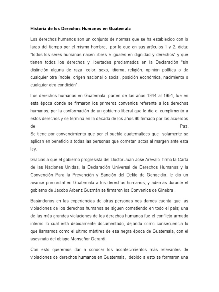 Historia de Derechos Humanos en Guatemala | PDF | Derechos humanos ...