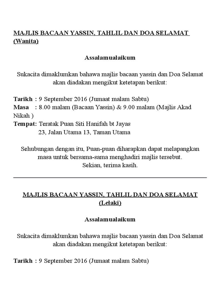 Contoh Soal Pendidikan Contoh Bacaan Tahlil