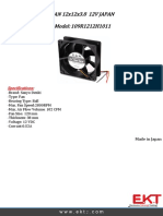 FAN 12x12x3.8 12V JAPAN Model: 109R1212H1011: Specifications