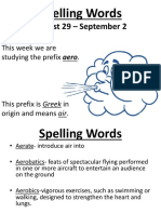Spelling Words - Prefix Aero