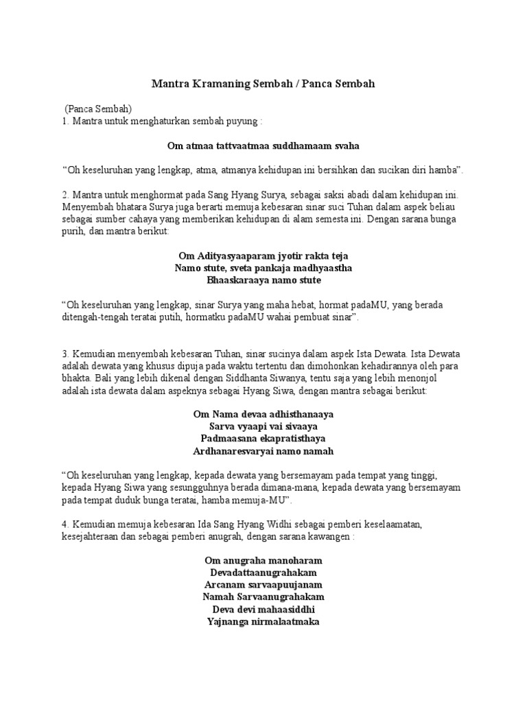 Mantra Kramaning Sembah Lengkap | PDF
