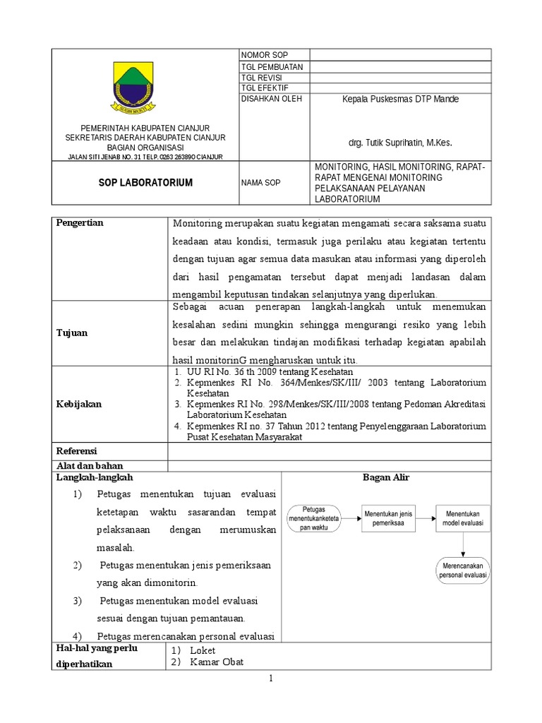 SOP Monitoring Laboratorium Kesehatan | PDF
