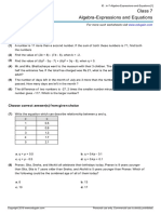 Grade 7 Algebra Expressions and Equations in