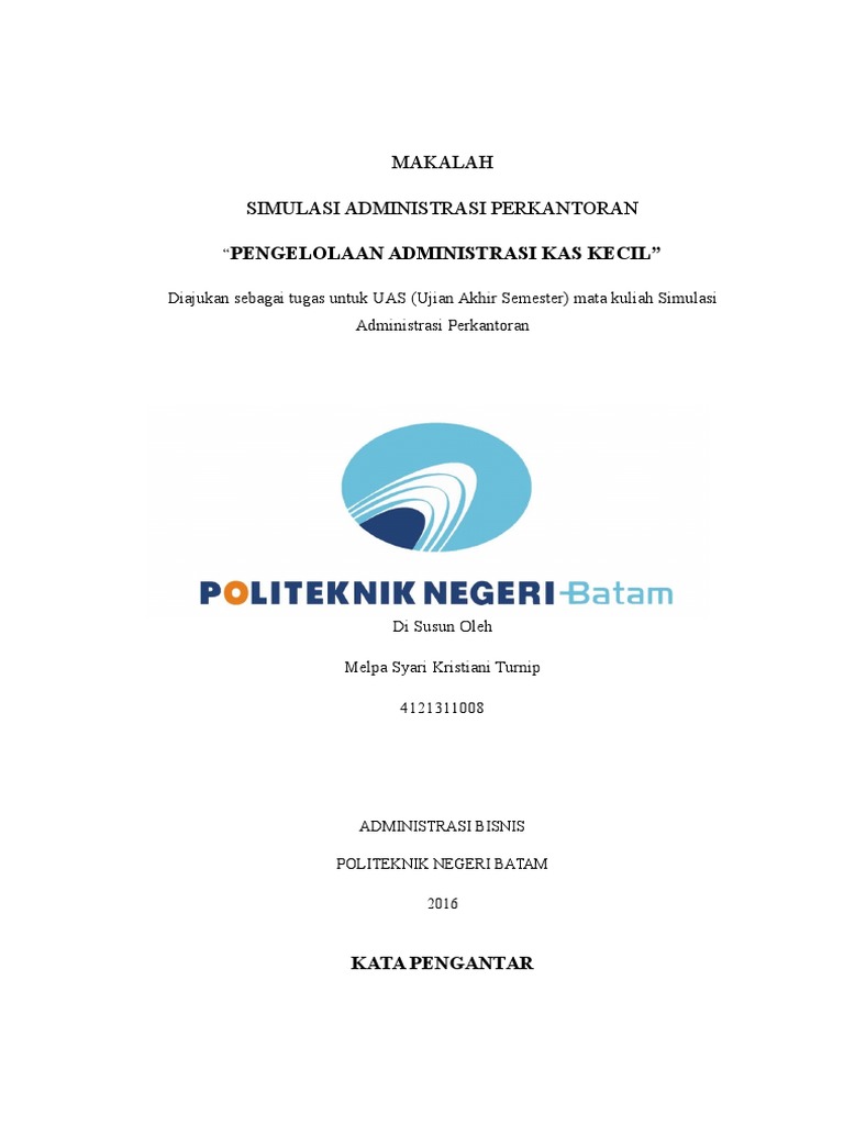 Makalah Pengelolaan Administrasi Kas Kecil