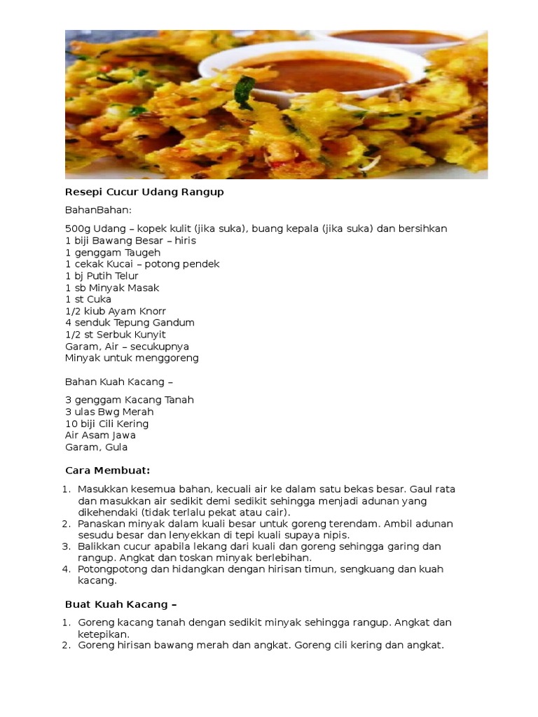Resepi Cucur Udang Rangup Pdf
