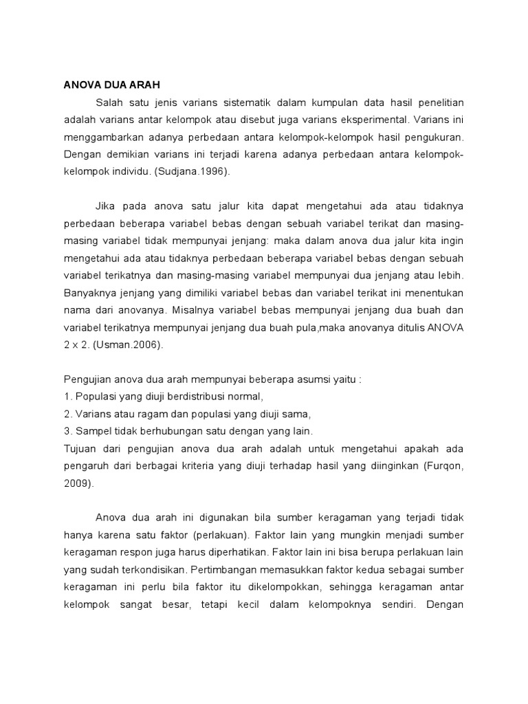 Contoh Soal Anova Dua Arah Dengan Interaksi Dan ...